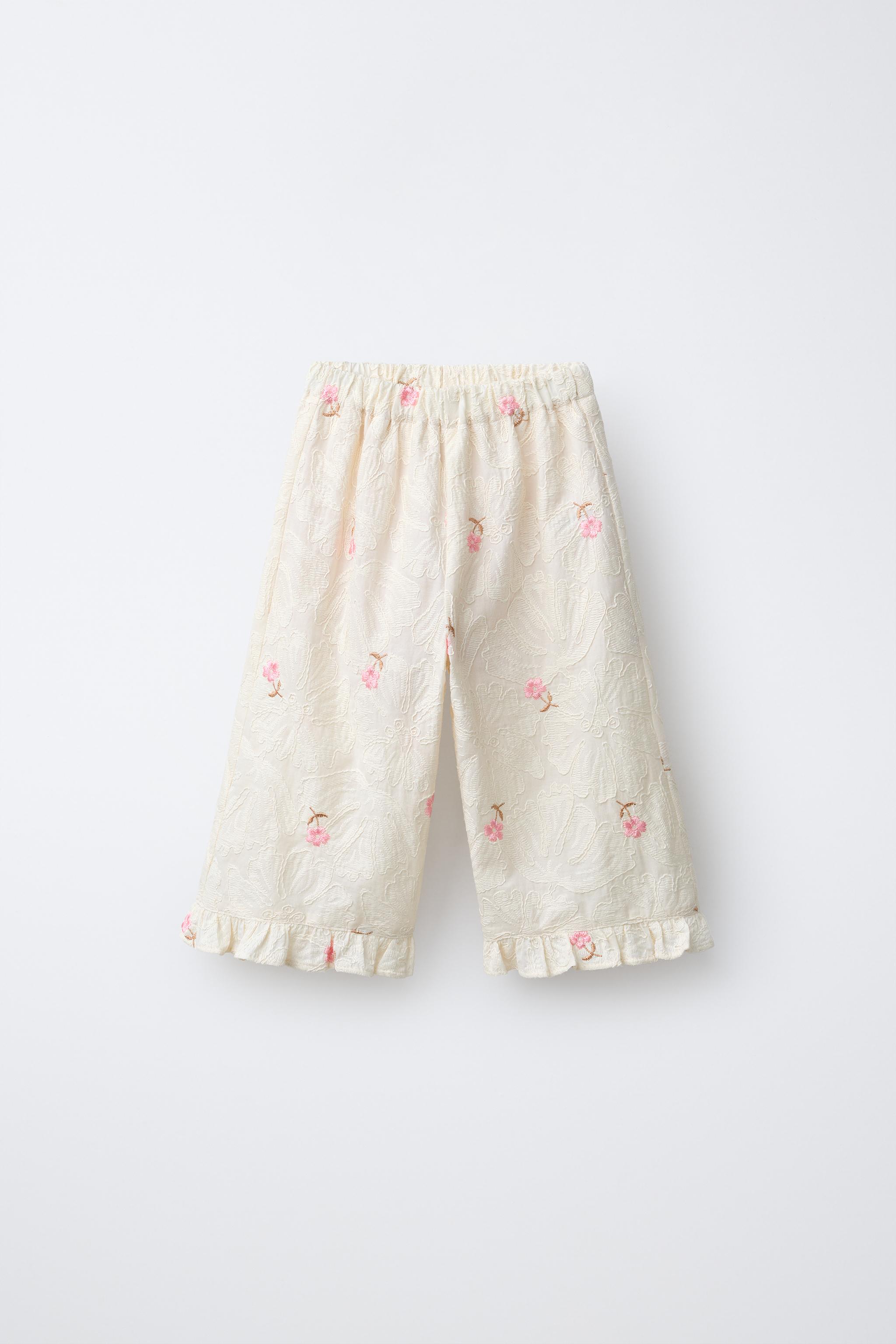 EMBROIDERED FLOWERS PANTS